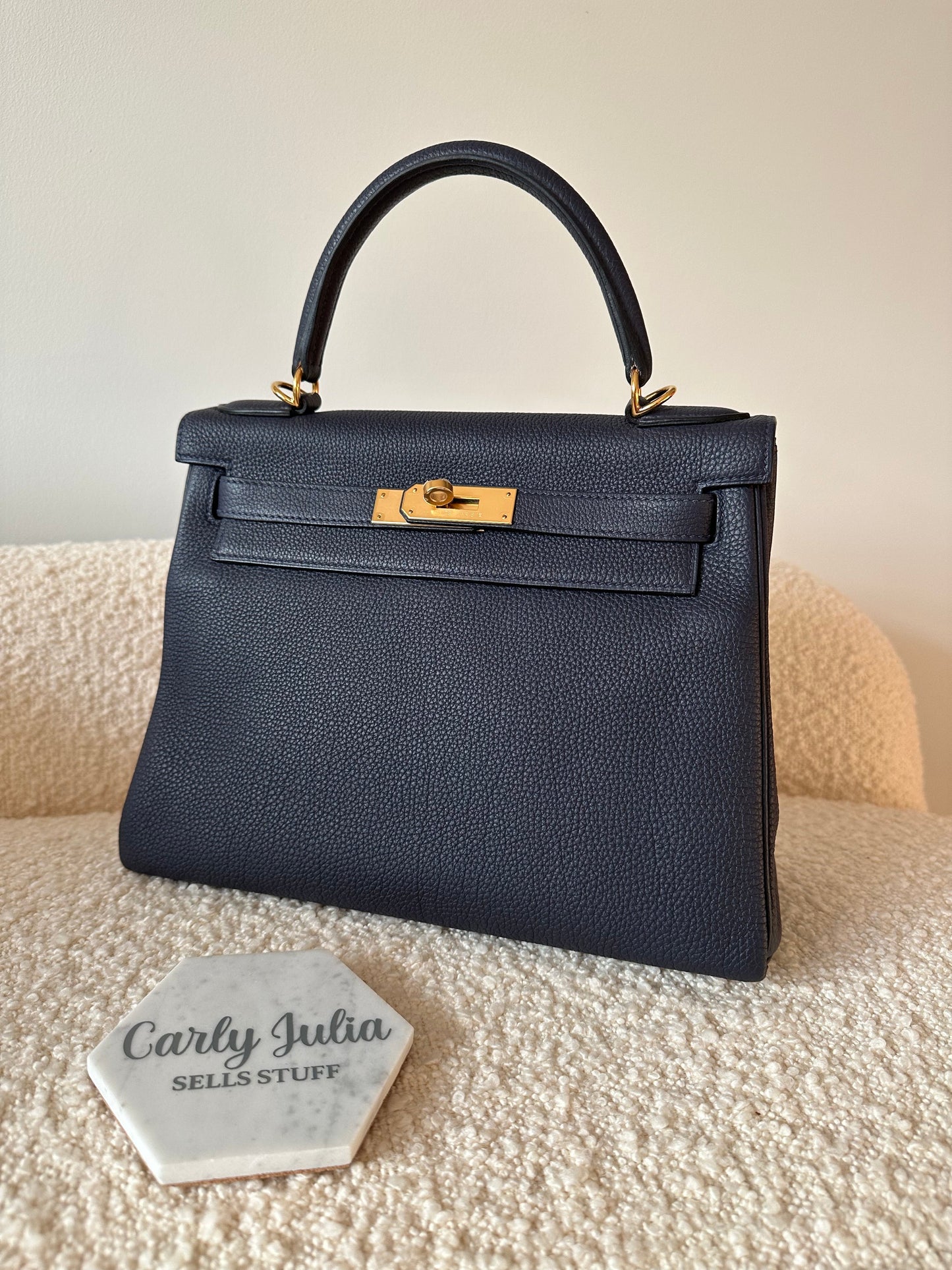 Hermes Kelly 28 Blue Nuit GHW - Carly Julia Sells Stuff, LLC