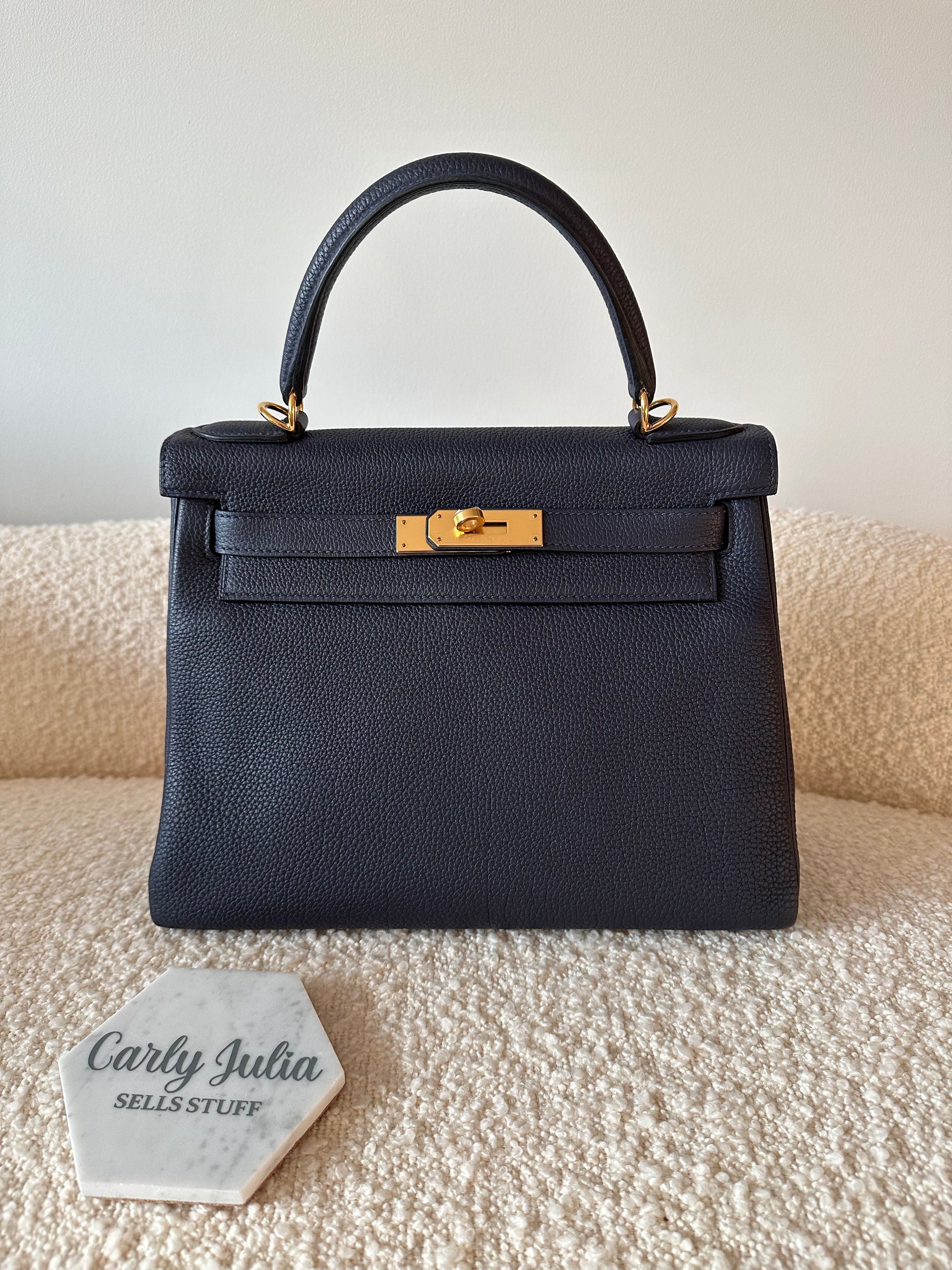 Hermes Kelly 28 Blue Nuit GHW - Carly Julia Sells Stuff, LLC