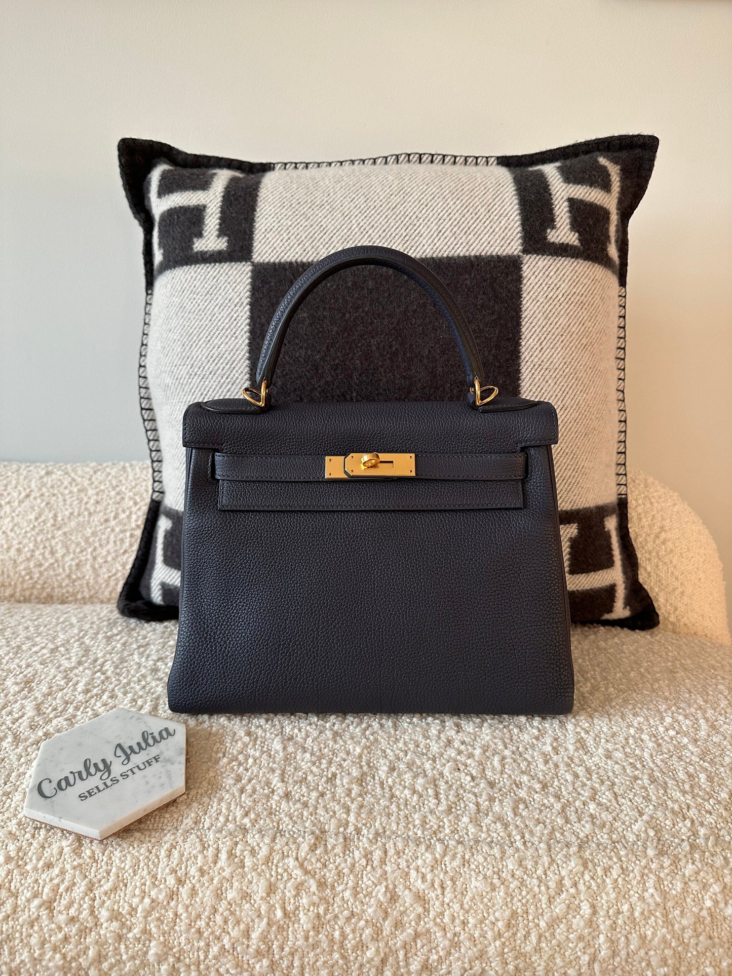 Hermes Kelly 28 Blue Nuit GHW - Carly Julia Sells Stuff, LLC