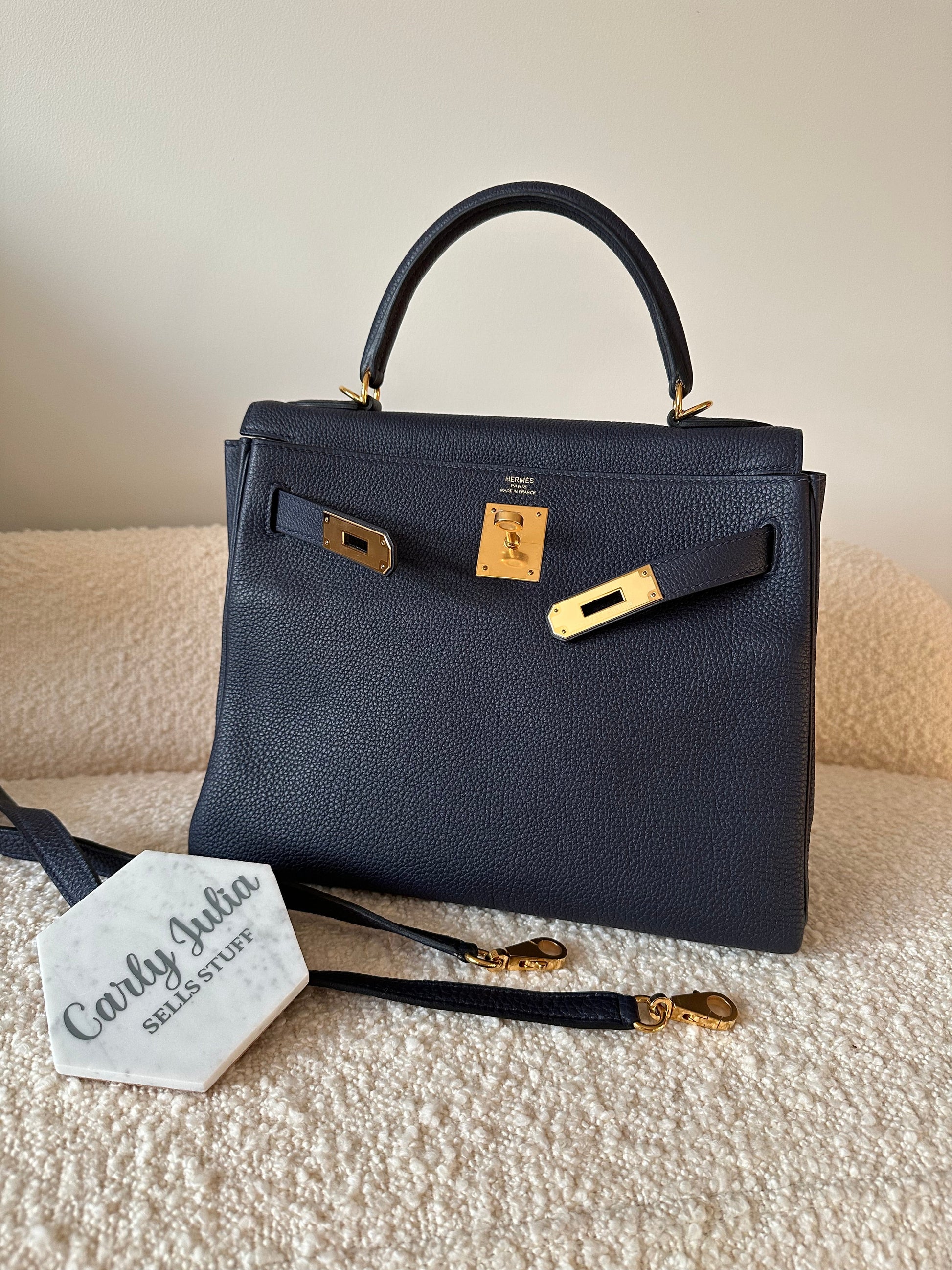 Hermes Kelly 28 Blue Nuit GHW - Main Image