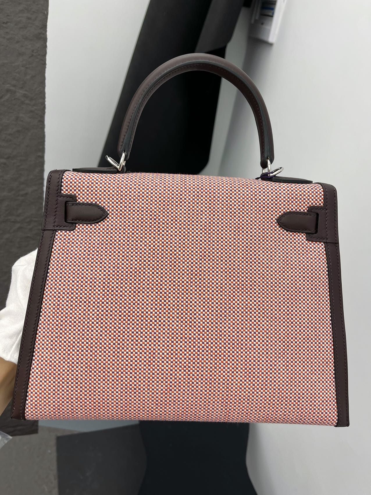 Hermes Kelly 28 Rouge Sellier Toile PHW - Carly Julia Sells Stuff, LLC