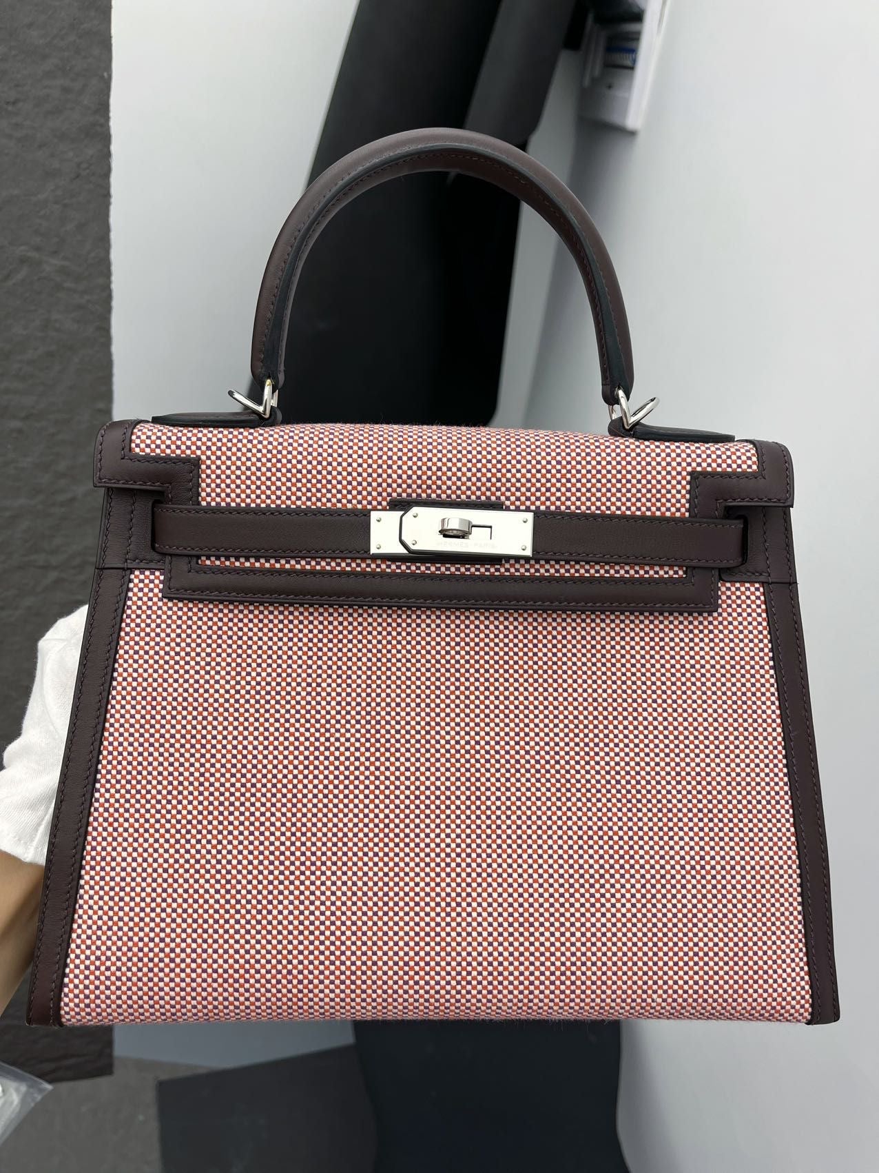 Hermes Kelly 28 Rouge Sellier Toile PHW - Carly Julia Sells Stuff, LLC