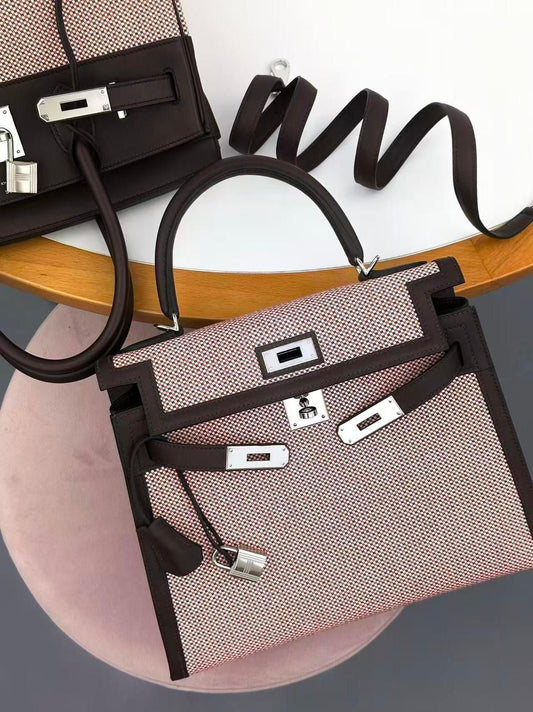 Hermes Kelly 28 Rouge Sellier Toile PHW - Carly Julia Sells Stuff, LLC