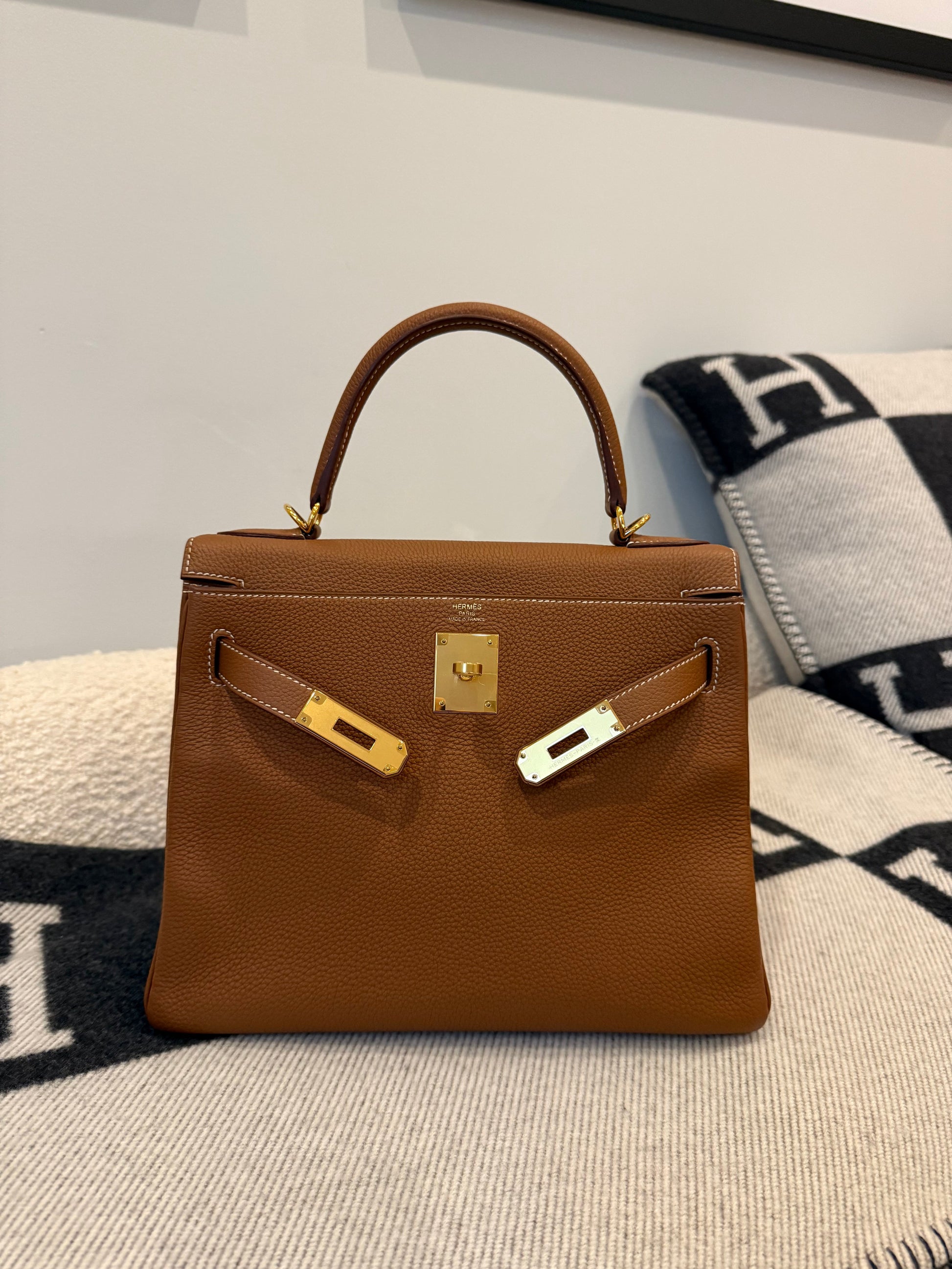 Hermes Kelly 28 Togo Retourne Gold on Gold - Carly Julia Sells Stuff, LLC