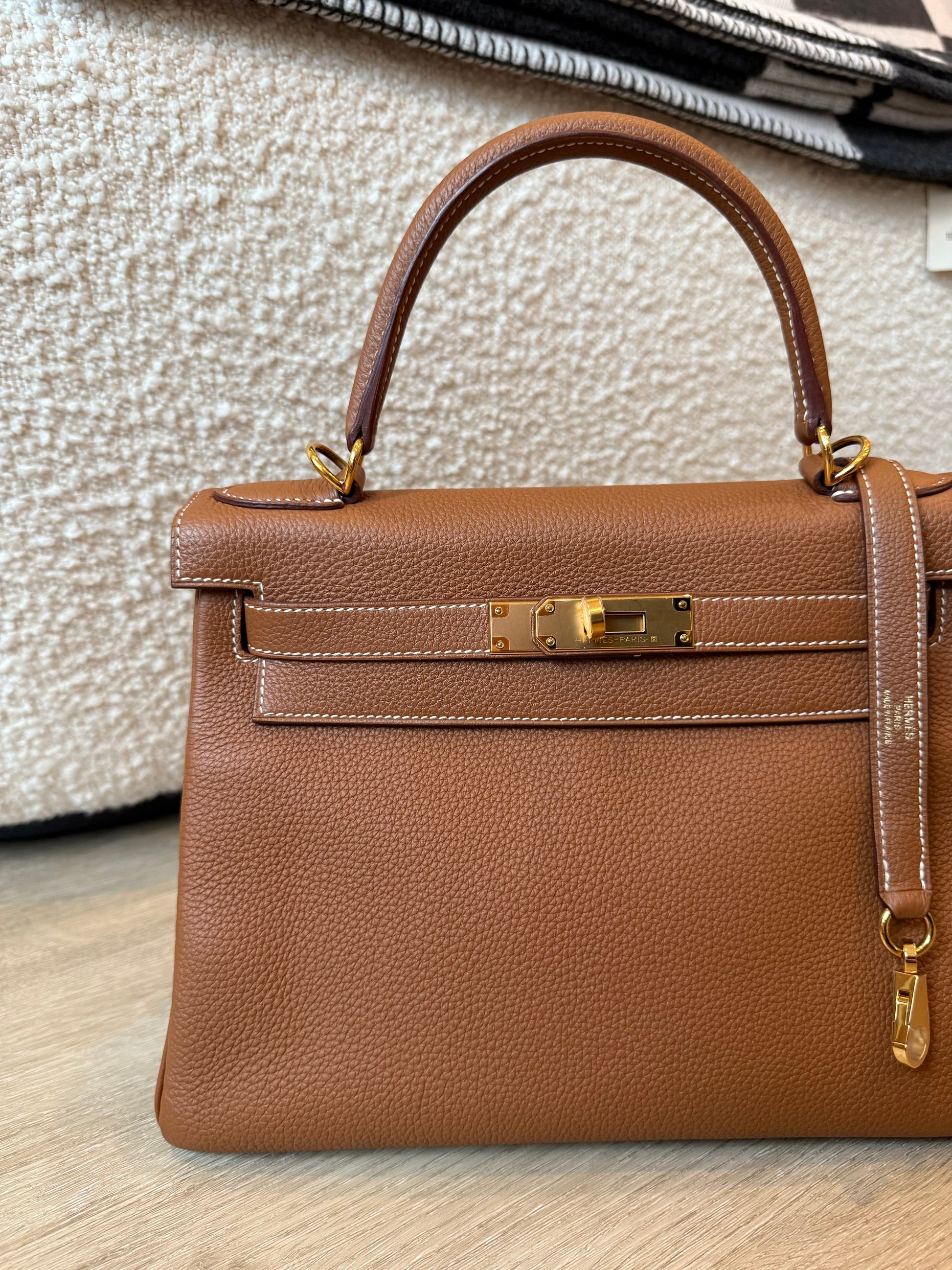 Hermes Kelly 28 Togo Retourne Gold on Gold - Carly Julia Sells Stuff, LLC