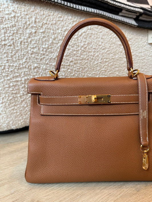 Hermes Kelly 28 Togo Retourne Gold on Gold - Carly Julia Sells Stuff, LLC