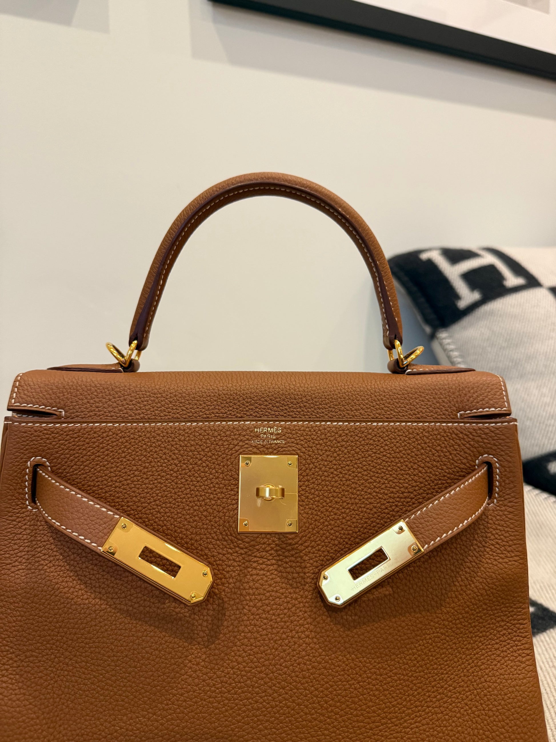 Hermes Kelly 28 Togo Retourne Gold on Gold - Carly Julia Sells Stuff, LLC
