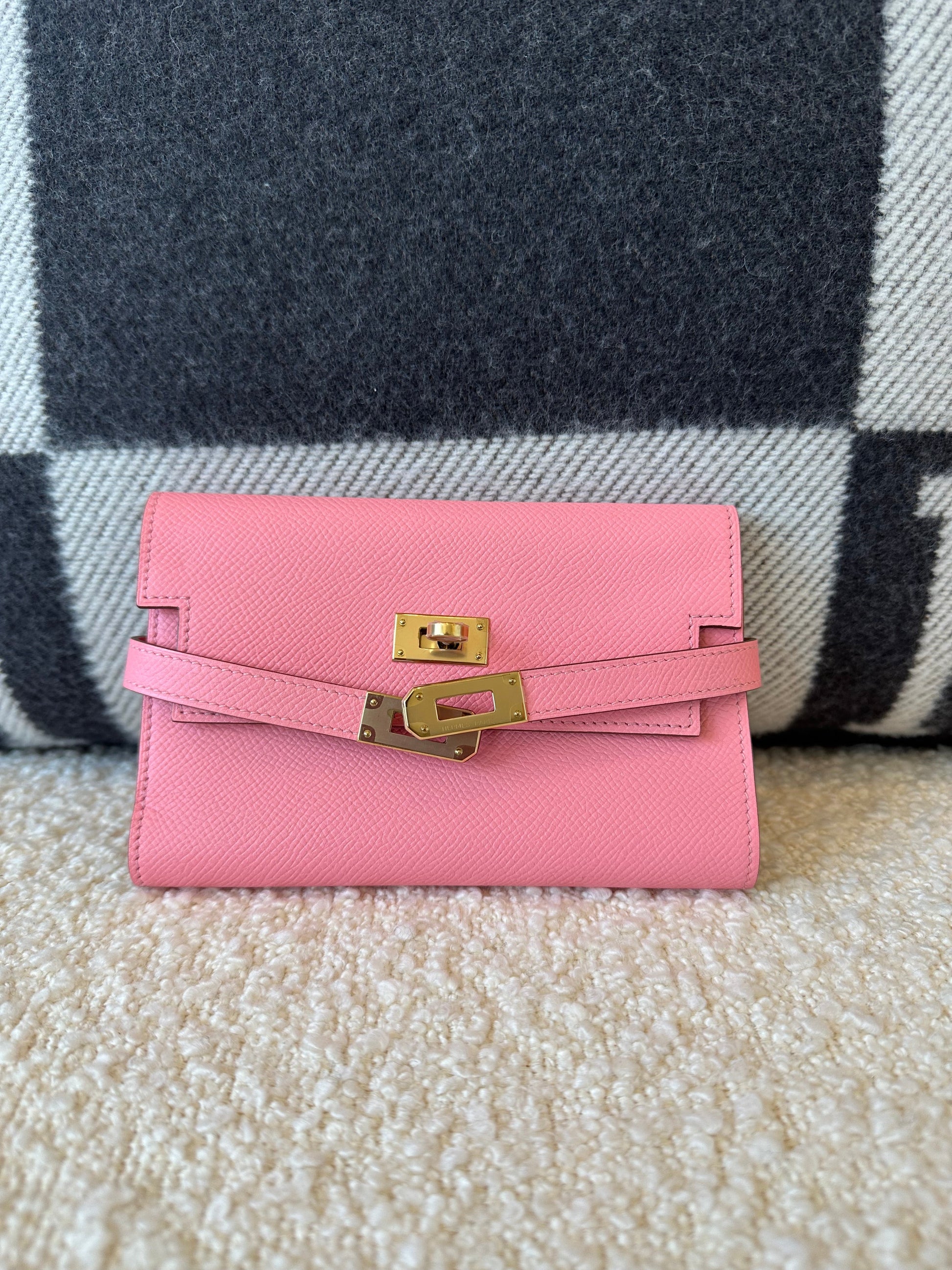 Hermes Kelly Epsom Compact Wallet Rose Confetti GHW - Carly Julia Sells Stuff, LLC