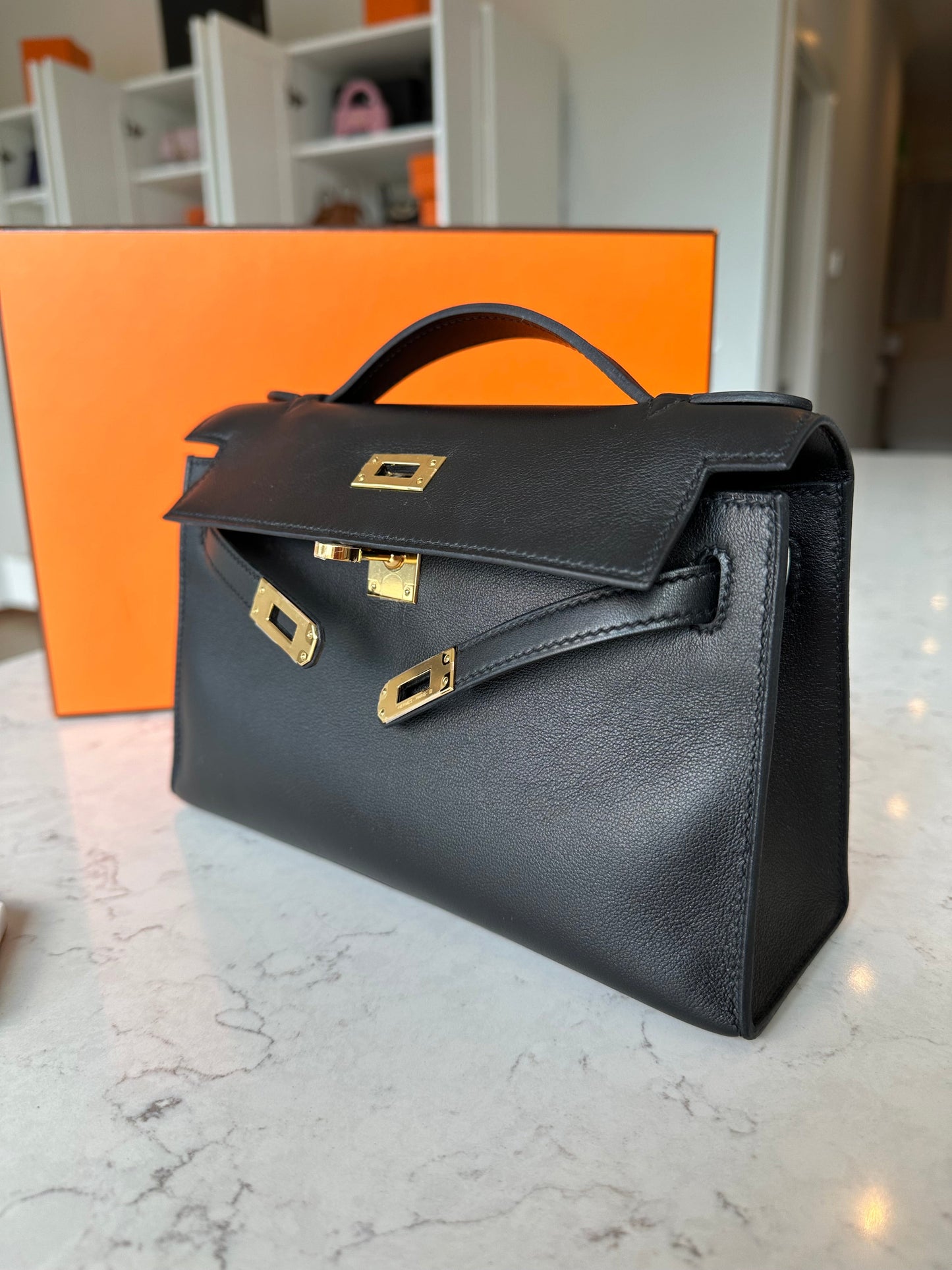 Hermes Kelly Pochette Noir GHW - Carly Julia Sells Stuff, LLC