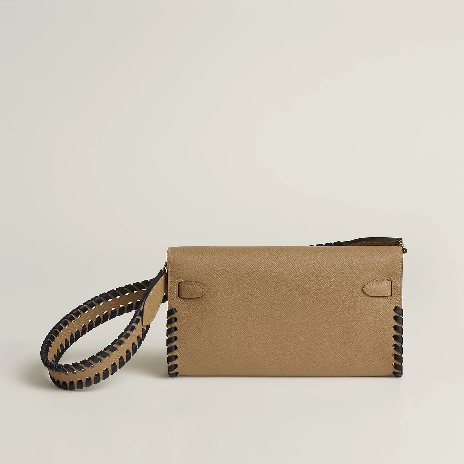 Hermes Kelly To Go Tressage Poussiere/Noir GHW - Carly Julia Sells Stuff, LLC