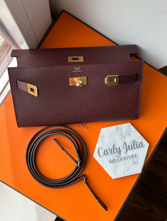 Hermès Kelly Wallet To Go Bordeaux Epsom GHW - Carly Julia Sells Stuff, LLC