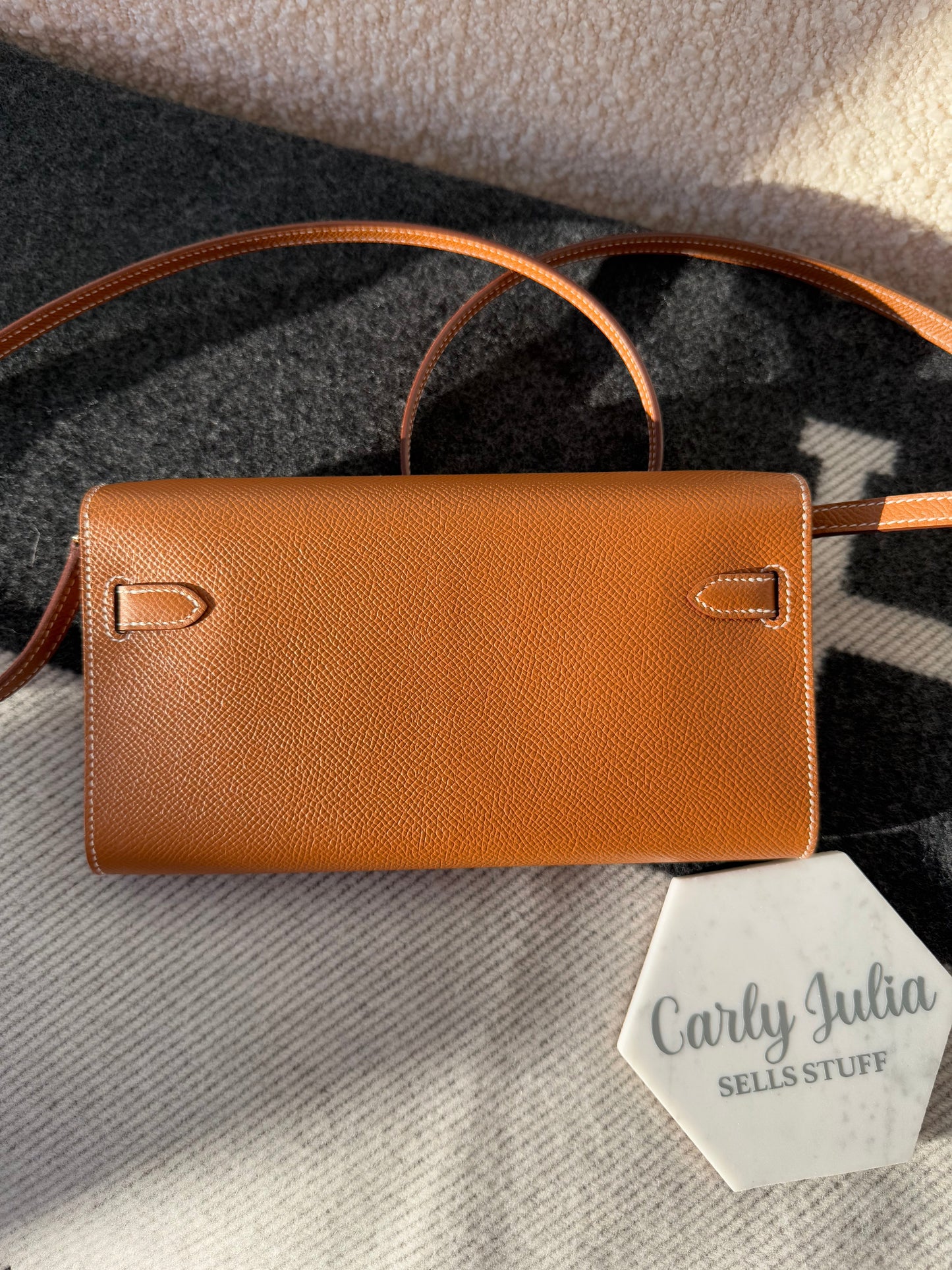 Hermès Kelly Wallet ‘To Go’ Gold Epsom GHW - Carly Julia Sells Stuff, LLC