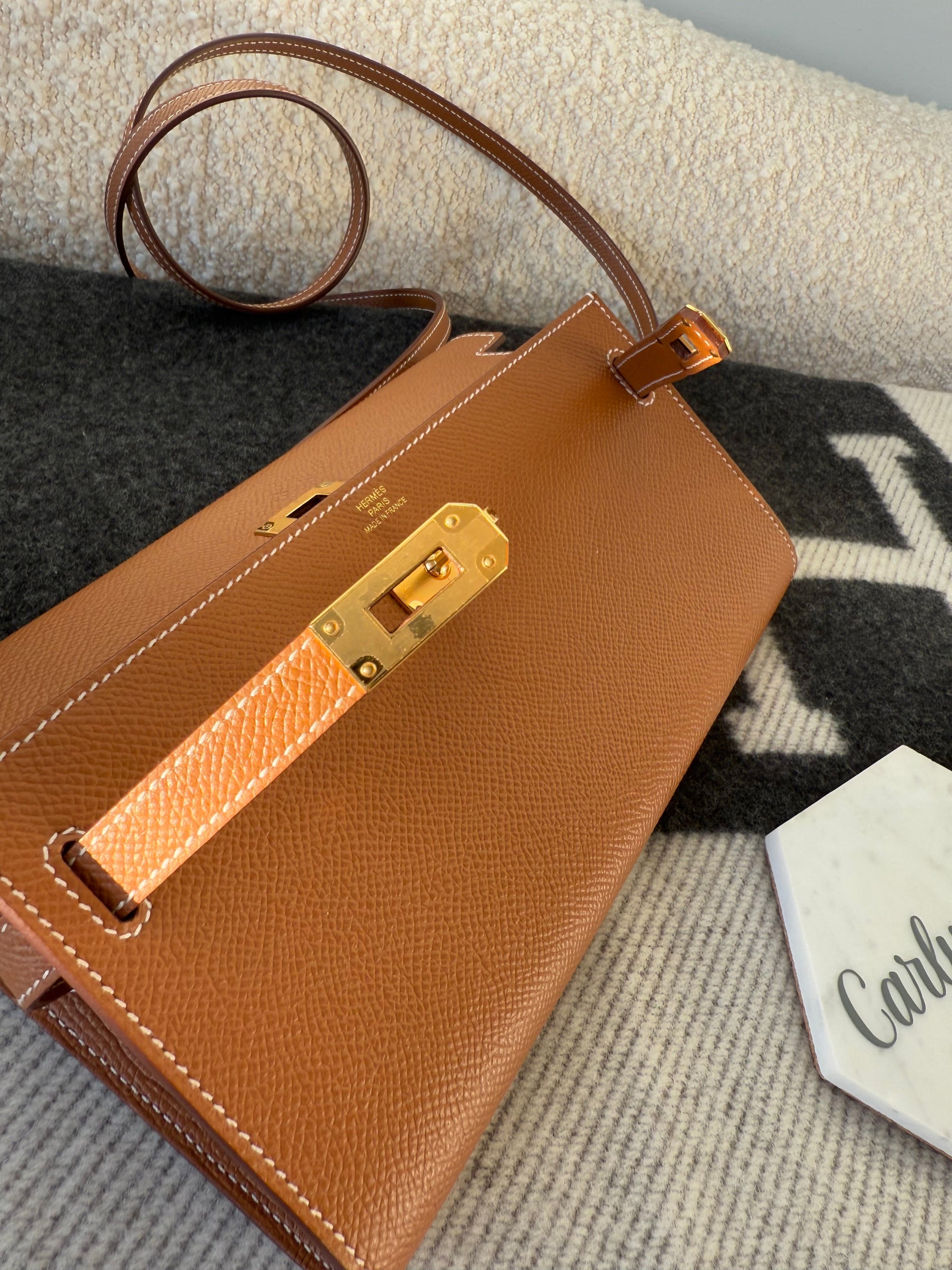 Hermès Kelly Wallet ‘To Go’ Gold Epsom GHW - Carly Julia Sells Stuff, LLC