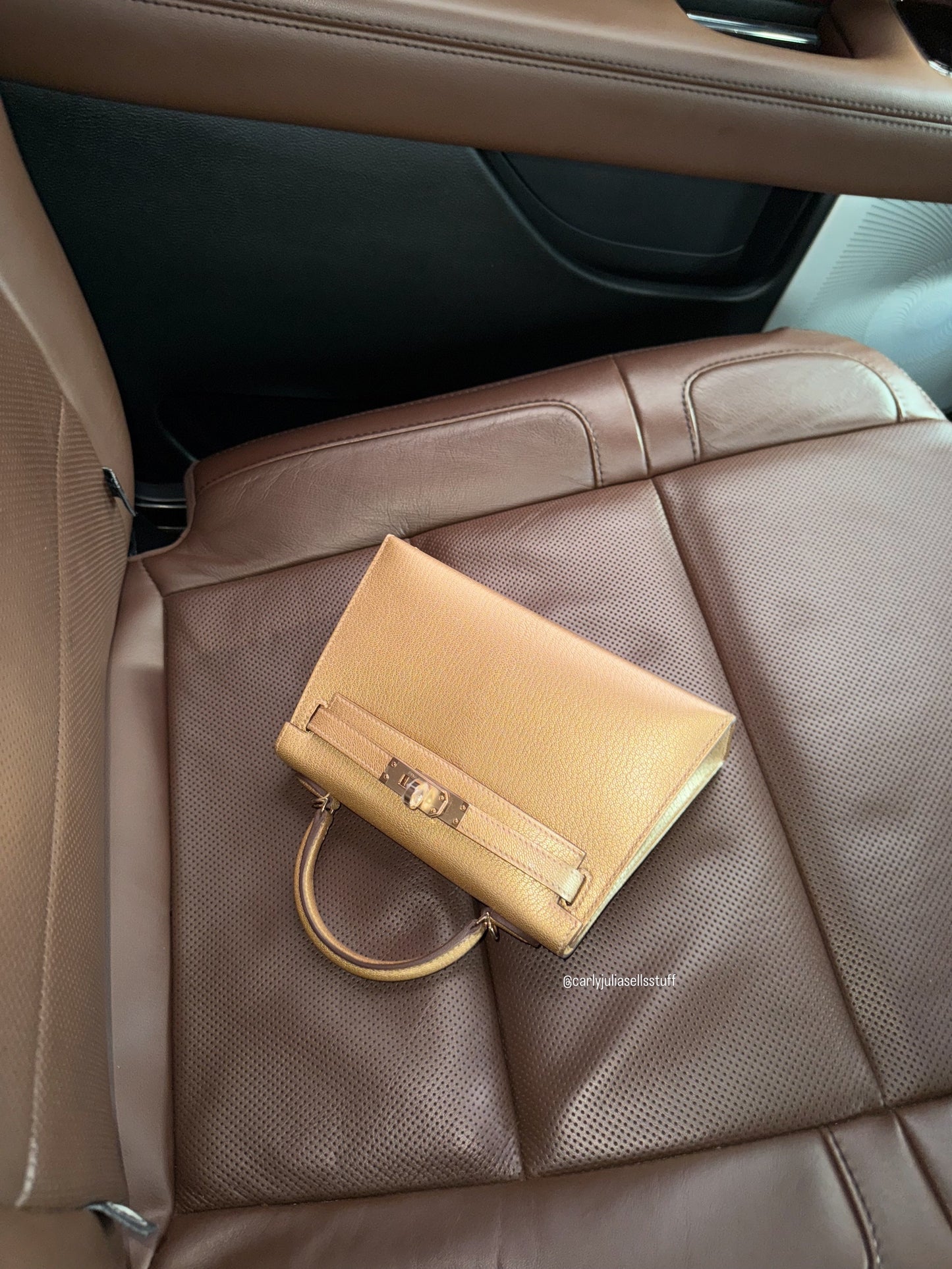 Hermes Metallic Chevre Chamkilight Mini Kelly Sellier 20 Dore PBHW - Carly Julia Sells Stuff, LLC