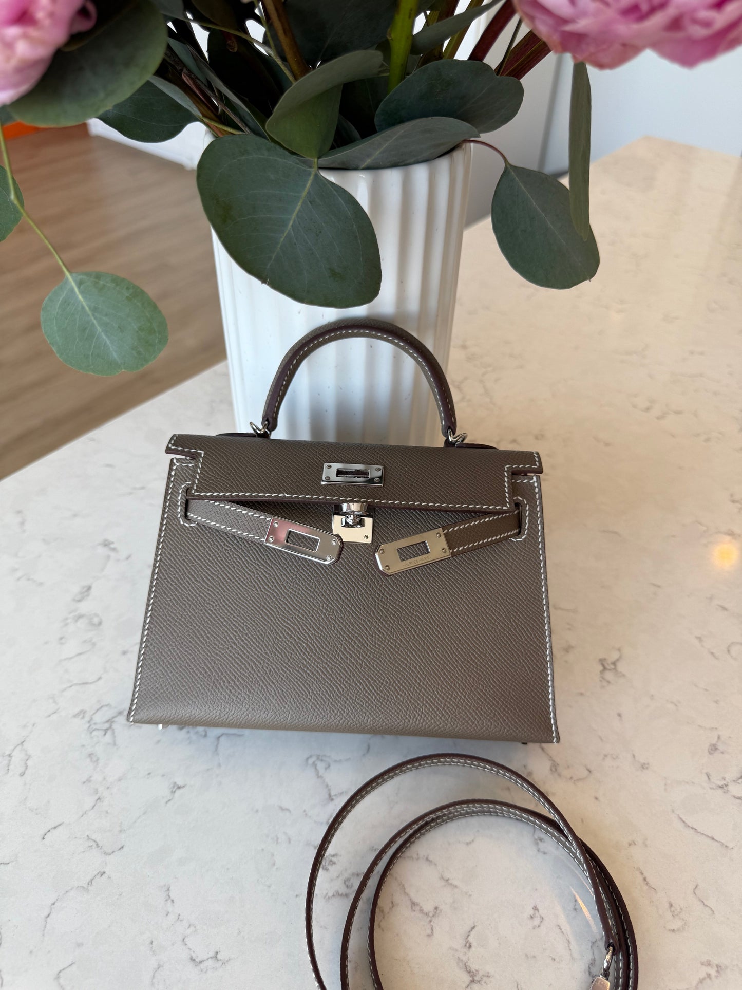 Hermes Mini Kelly 20 Etoupe PHW - Carly Julia Sells Stuff, LLC