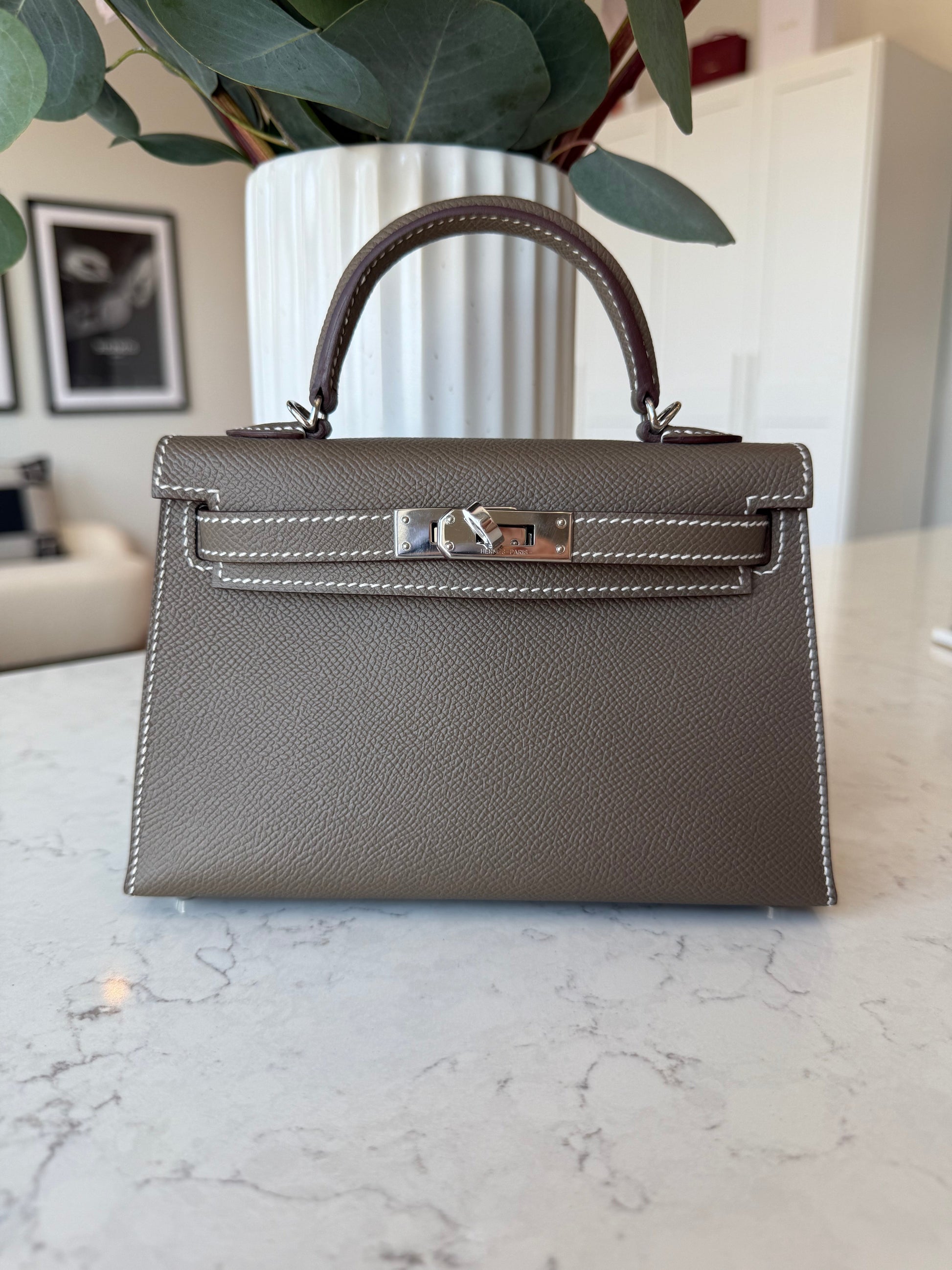 Hermes Mini Kelly 20 Etoupe PHW - Carly Julia Sells Stuff, LLC