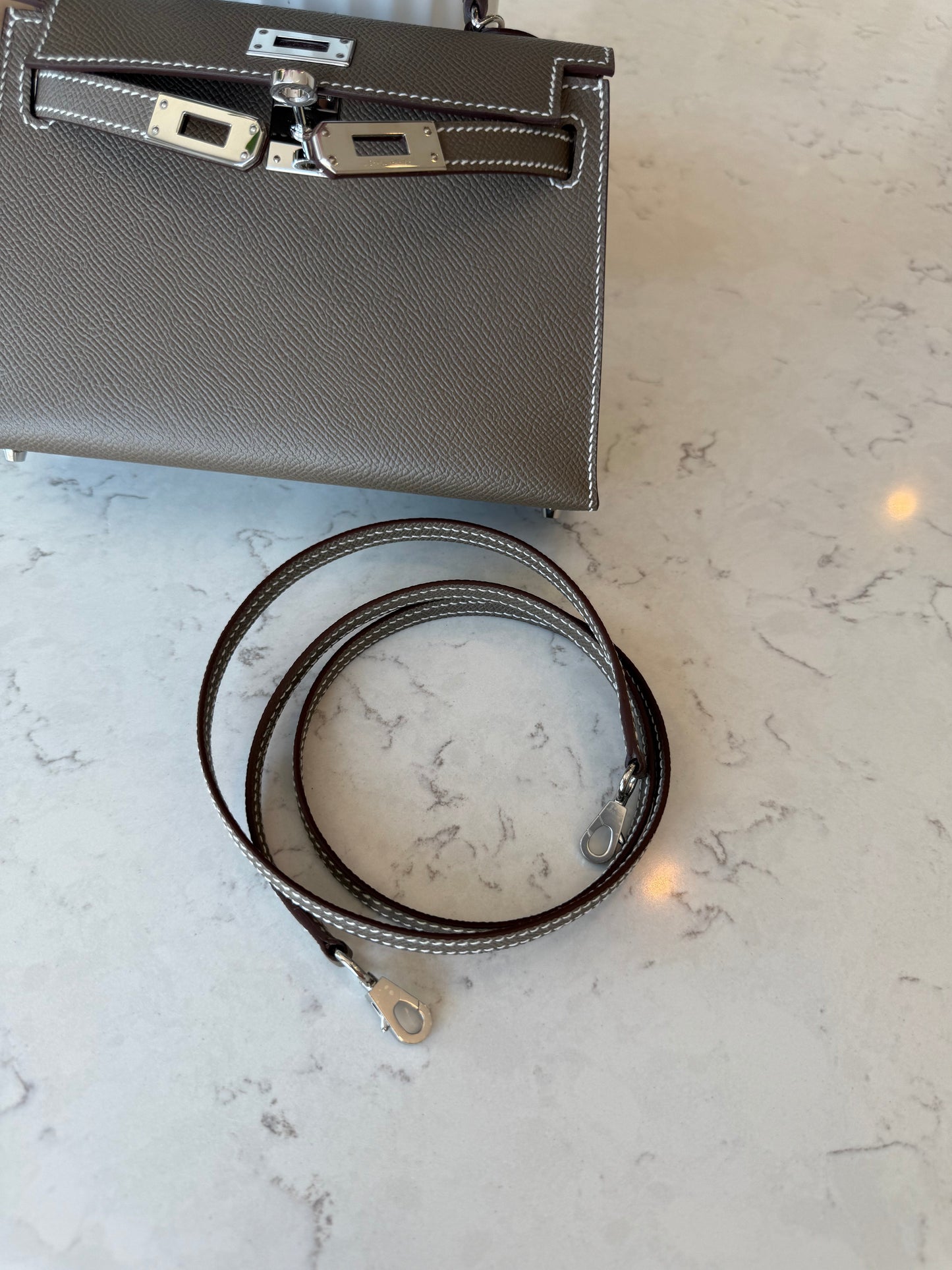 Hermes Mini Kelly 20 Etoupe PHW - Carly Julia Sells Stuff, LLC