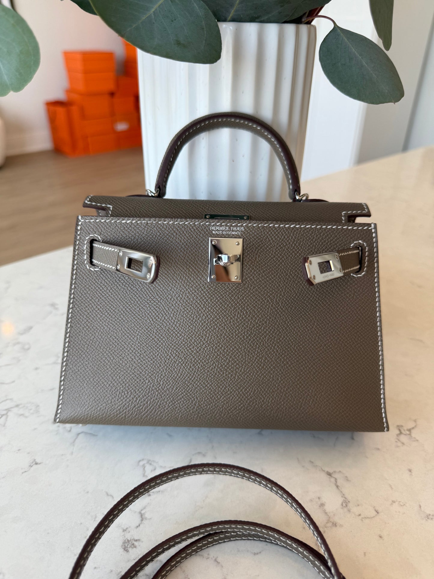 Hermes Mini Kelly 20 Etoupe PHW - Carly Julia Sells Stuff, LLC