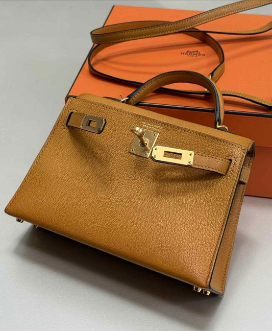 Hermes Mini Kelly Chèvre Jaune Ambre GHW - Carly Julia Sells Stuff, LLC