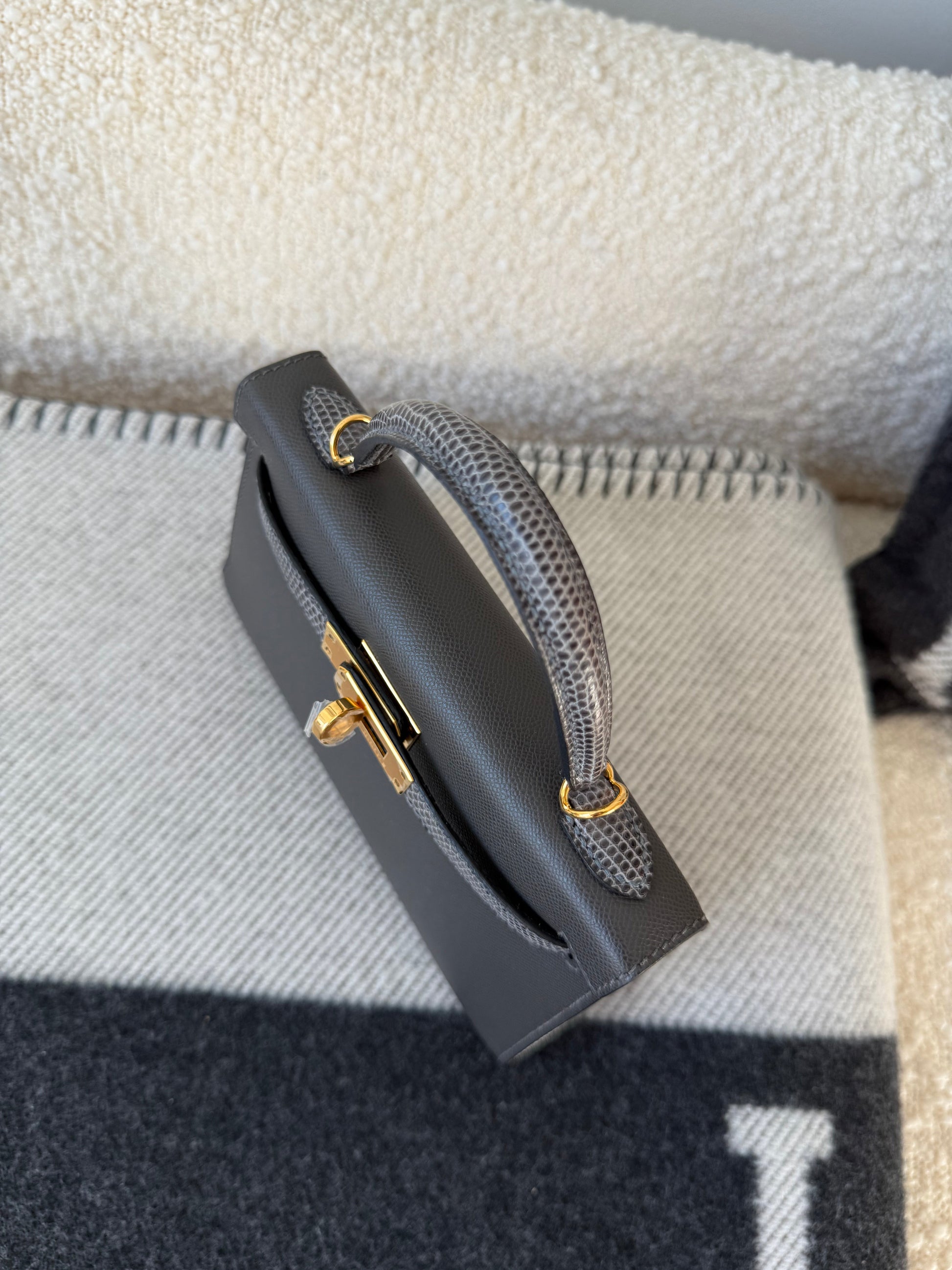 Hermes Mini Kelly Lizard Touch Graphite/Ardoise Madame - Carly Julia Sells Stuff, LLC