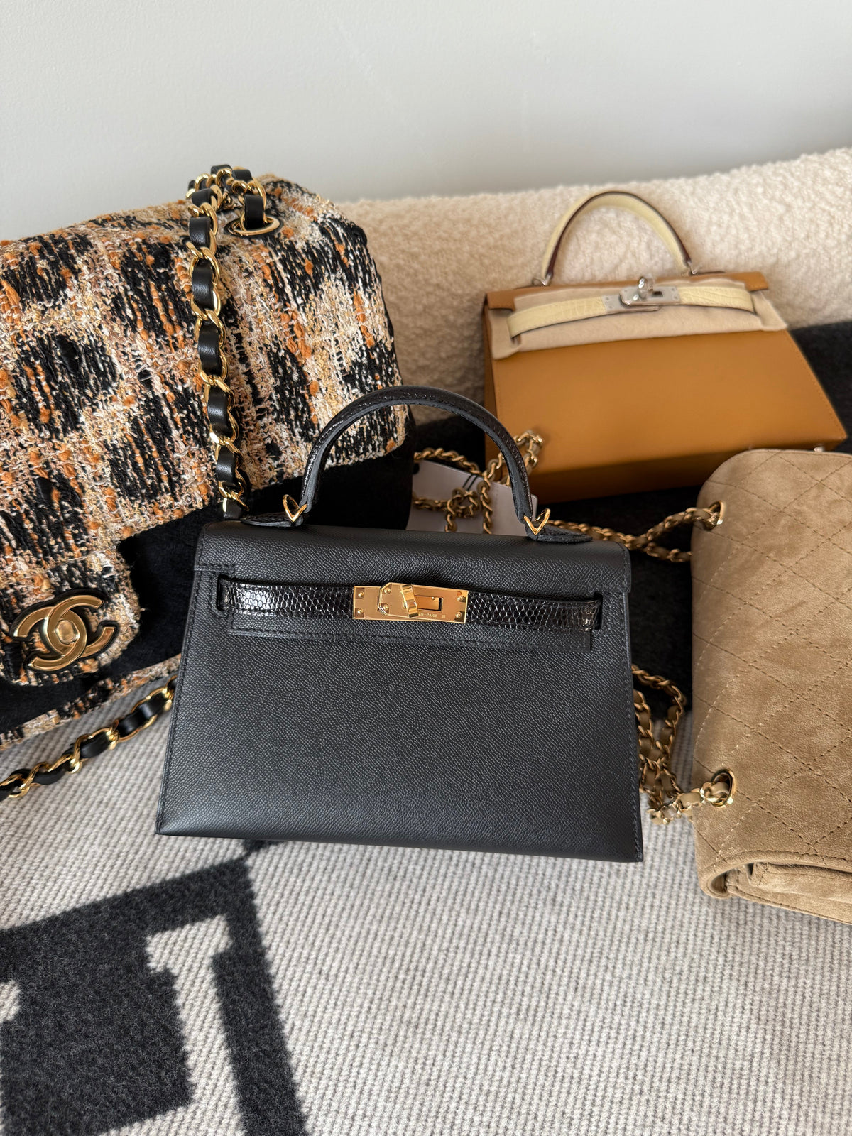 Hermes Mini Kelly Lizard Touch Noir Madame GHW - Carly Julia Sells Stuff, LLC