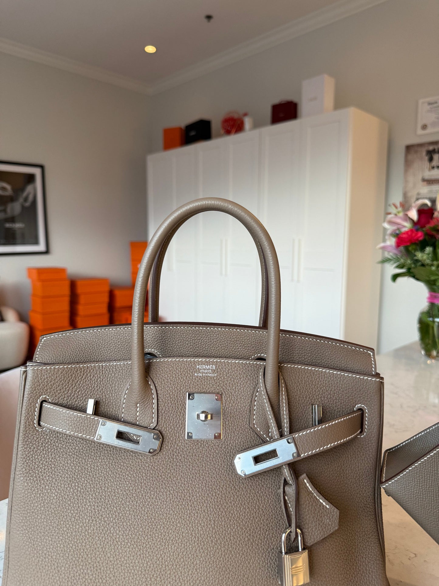 RESERVED: Hermes 2019 Birkin 30 Togo Etoupe PHW - Carly Julia Sells Stuff, LLC