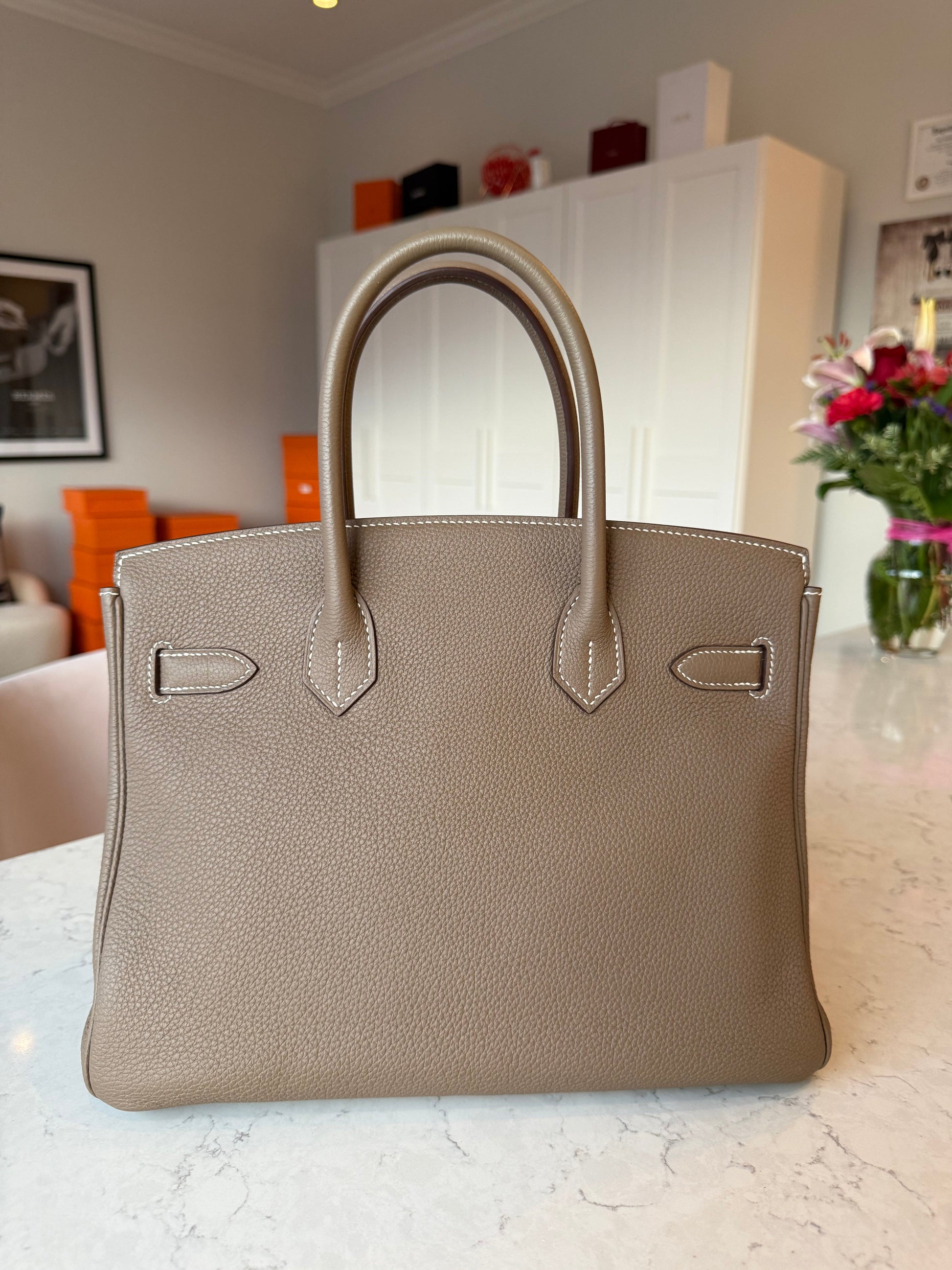 RESERVED: Hermes 2019 Birkin 30 Togo Etoupe PHW - Carly Julia Sells Stuff, LLC