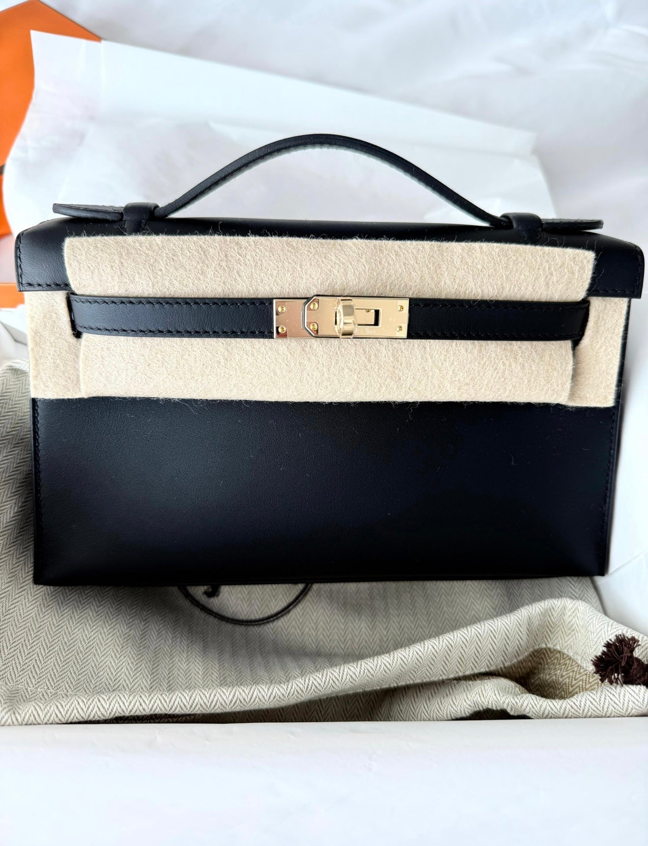 RESERVED: Partial Payment: Hermes HSS Kelly Pochette Noir Rouge H Permabrass - Carly Julia Sells Stuff, LLC