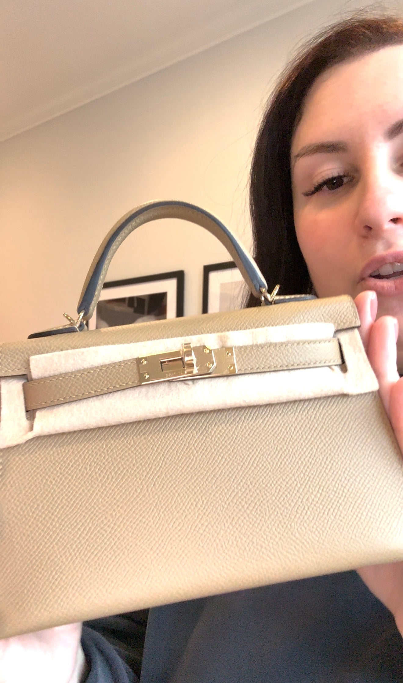 RESERVED Partial Payment: Hermes Mini Kelly Poussiere Epsom Permabrass Hardware - Carly Julia Sells Stuff, LLC