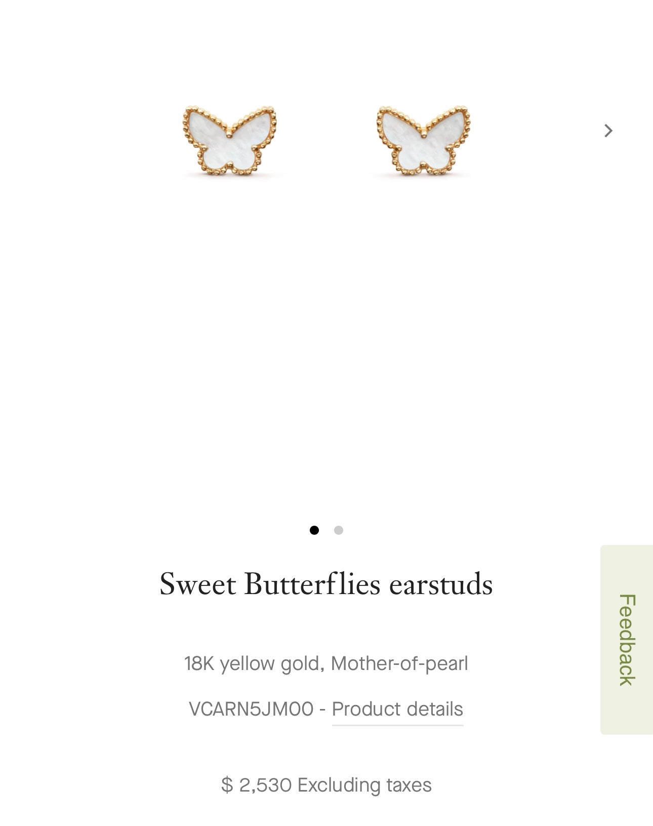 Van Cleef & Arpels Sweet Butterfly Earstuds/Earrings - Carly Julia Sells Stuff, LLC