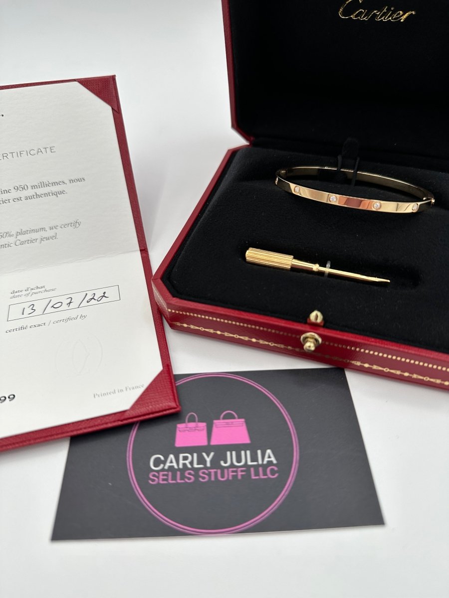 Cartier Love Bracelet 10 Diamonds Small YG 17 - Carly Julia Sells Stuff, LLC