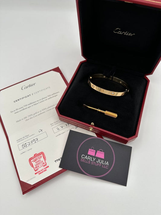 Cartier Yellow Gold 4 Diamond Love Bracelet - Carly Julia Sells Stuff, LLC