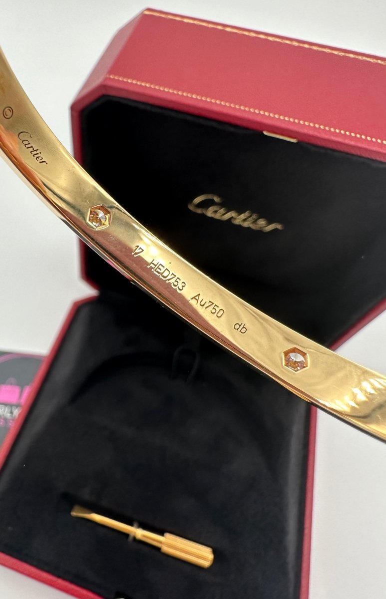 Cartier Yellow Gold Love Bracelet Size 17 4 Diamonds - Carly Julia Sells Stuff, LLC