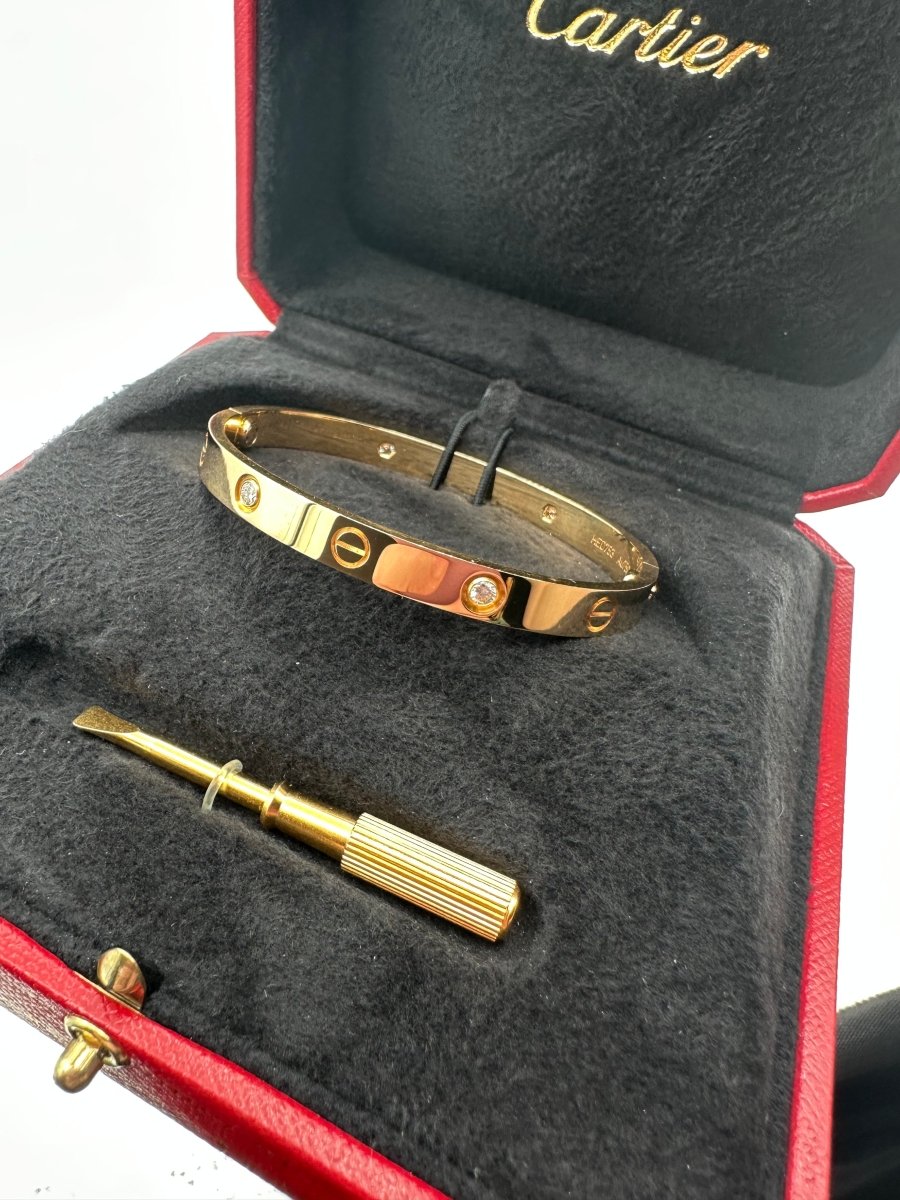 Cartier Yellow Gold Love Bracelet Size 17 4 Diamonds - Carly Julia Sells Stuff, LLC