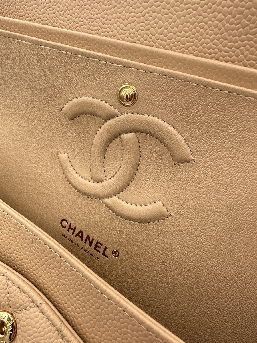 CHANEL 2022 Brand New Small Beige Claire Double Flap GHW - Carly Julia Sells Stuff, LLC