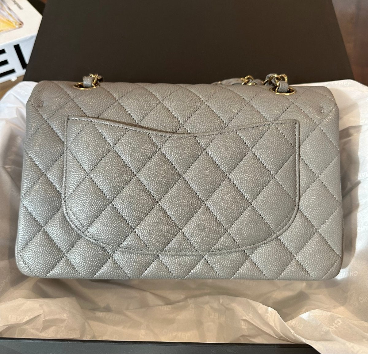 Chanel 2022 Small Caviar Grey Double Flap LGHW - Carly Julia Sells Stuff, LLC