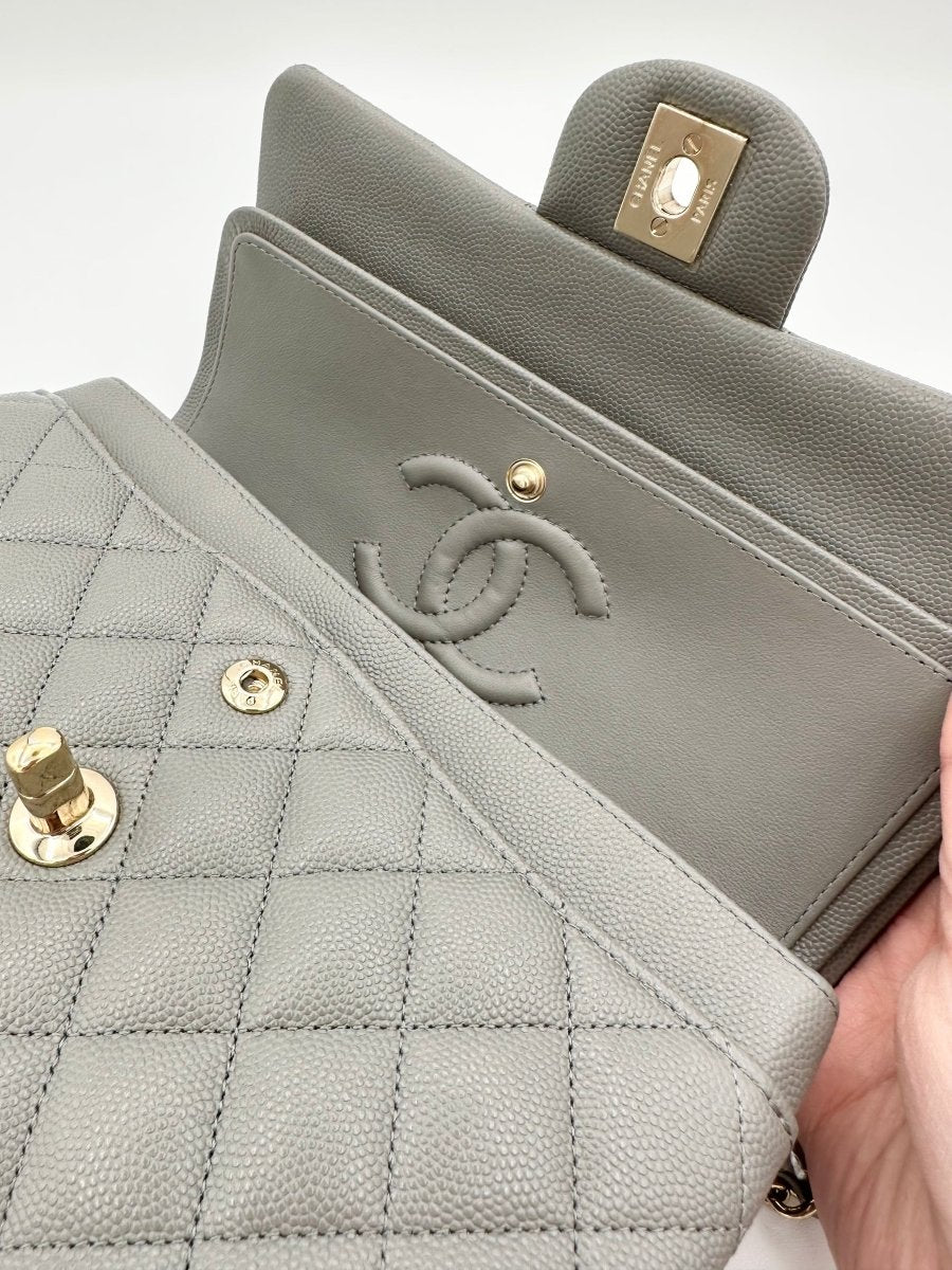 Chanel 2022 Small Caviar Grey Double Flap LGHW - Carly Julia Sells Stuff, LLC