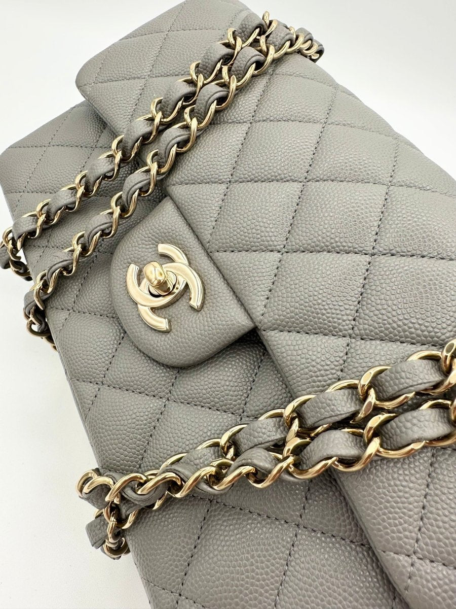 Chanel 2022 Small Caviar Grey Double Flap LGHW - Carly Julia Sells Stuff, LLC