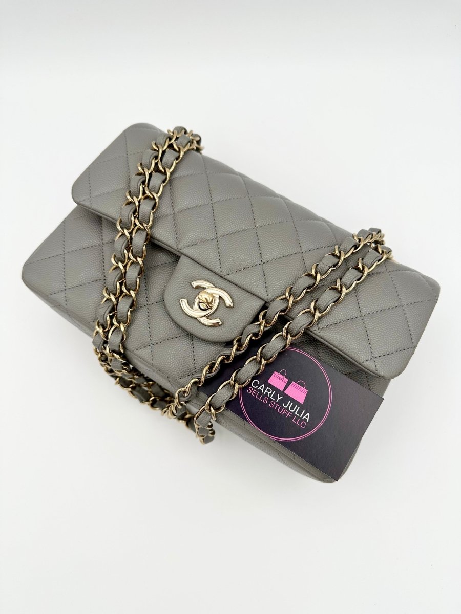 Chanel 2022 Small Caviar Grey Double Flap LGHW - Carly Julia Sells Stuff, LLC