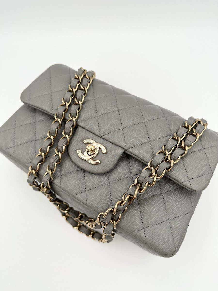 Chanel 2022 Small Caviar Grey Double Flap LGHW - Carly Julia Sells Stuff, LLC