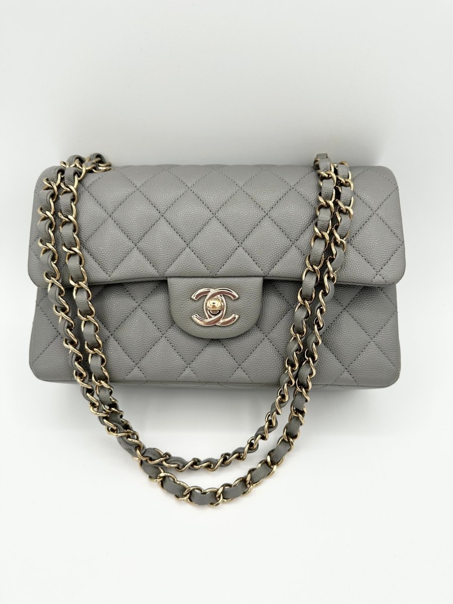 Chanel 2022 Small Caviar Grey Double Flap LGHW - Carly Julia Sells Stuff, LLC