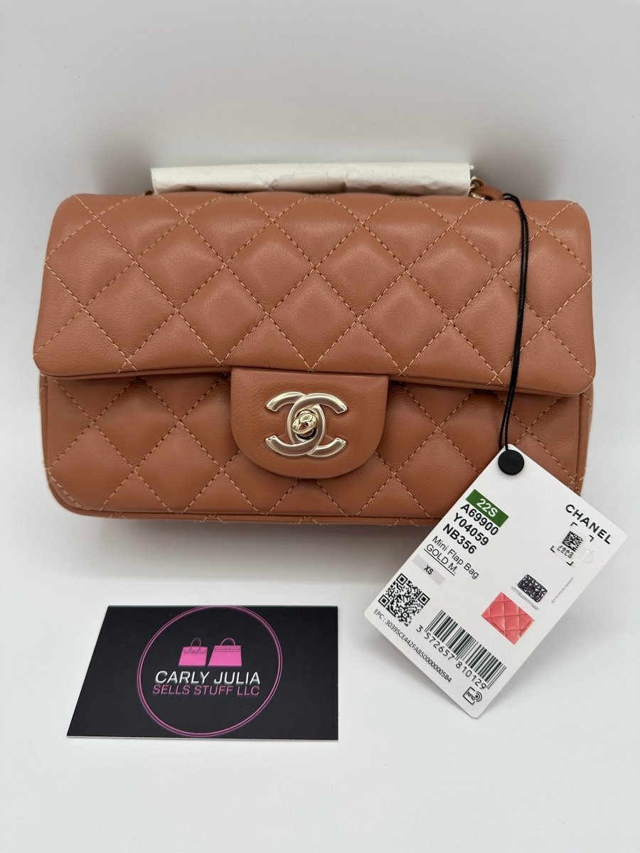 CHANEL 22S Mini Carmel Lambskin Flap - Carly Julia Sells Stuff, LLC