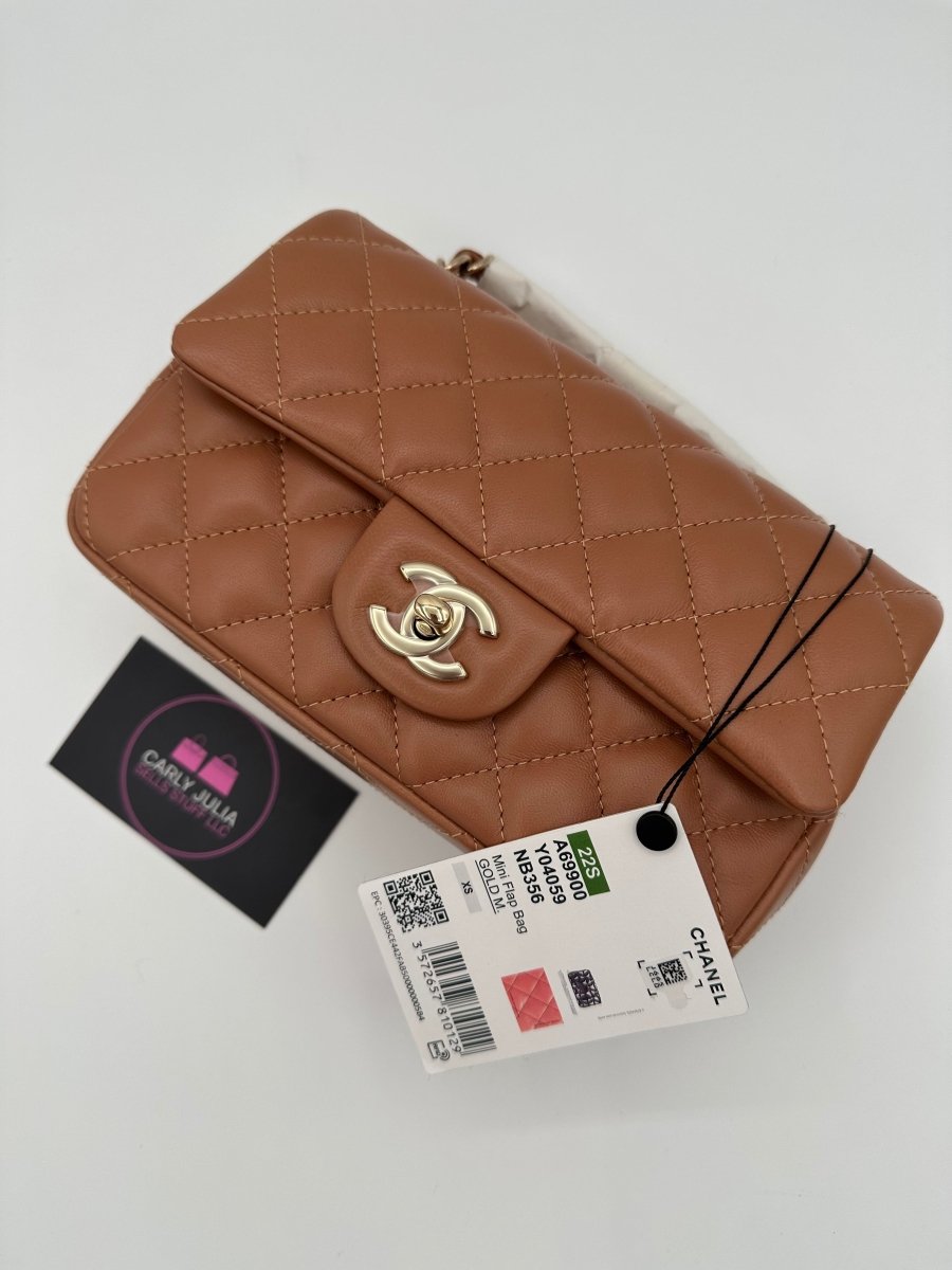 CHANEL 22S Mini Carmel Lambskin Flap - Carly Julia Sells Stuff, LLC