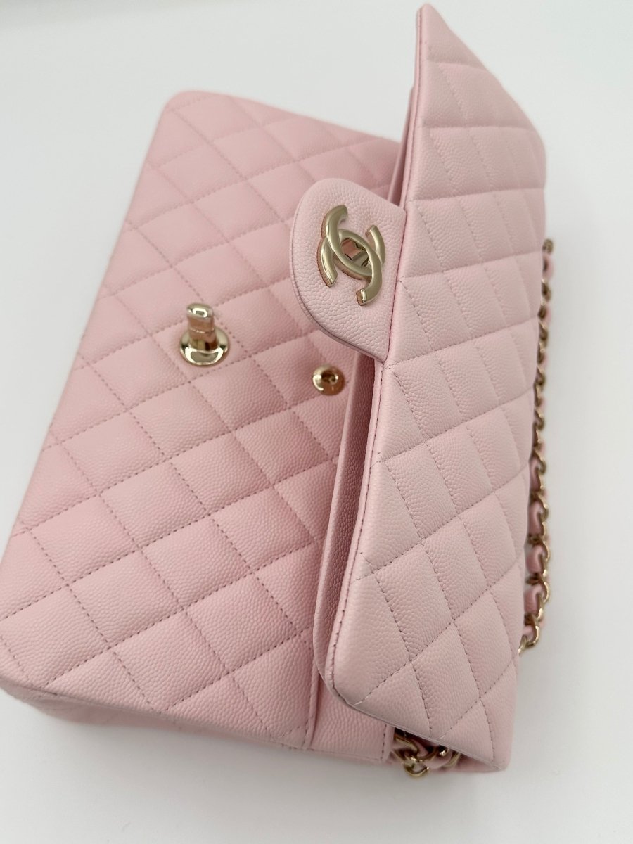 Chanel 22S Rose Claire Light Pink Medium Double Flap - Carly Julia Sells Stuff, LLC