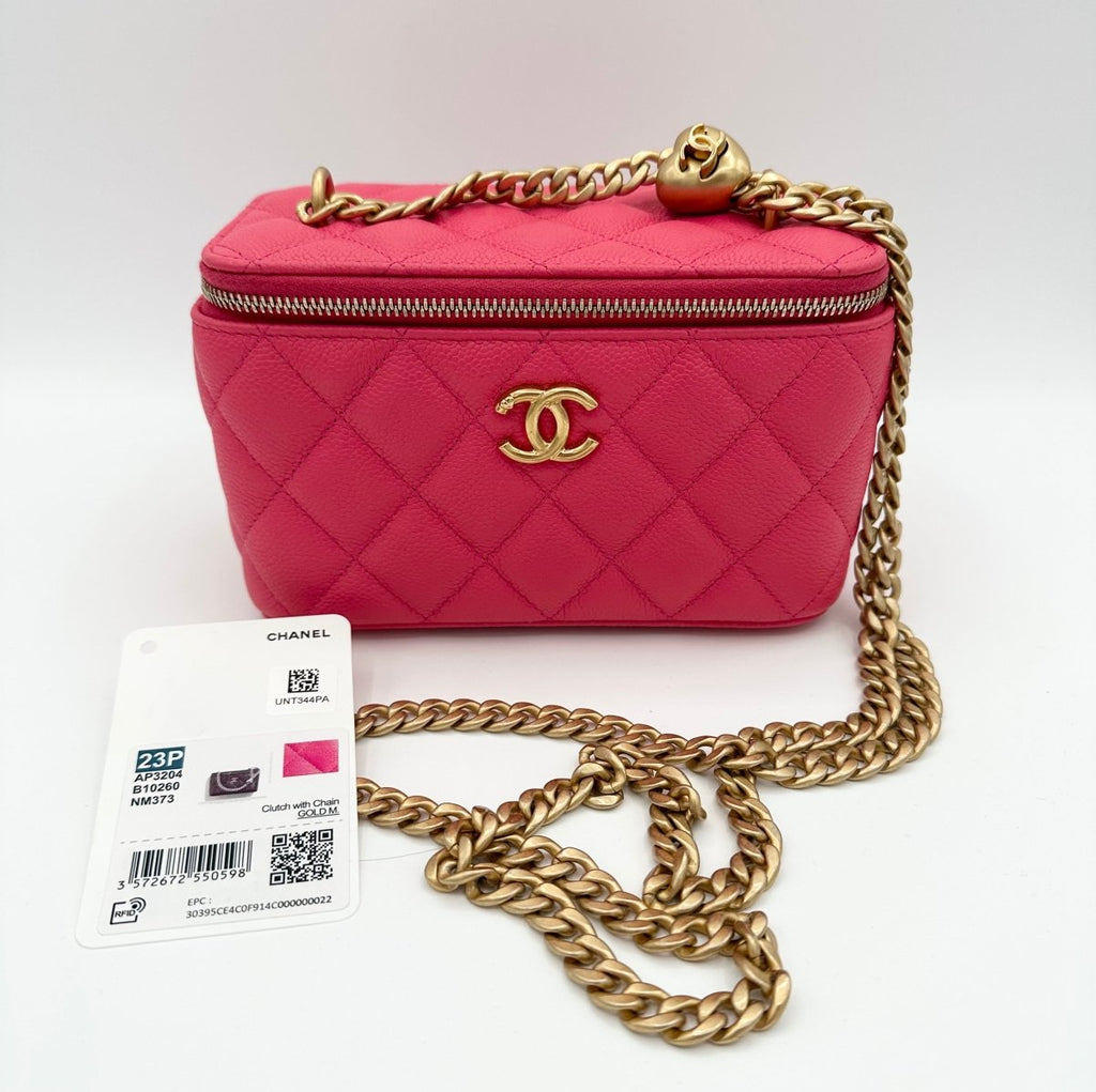 Chanel 23P Sweet Heart Adjustable Chain Vanity in Pink Caviar