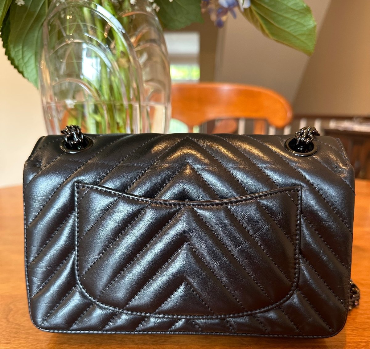 CHANEL Aged Crumpled Calfskin So Black 2.55 Mini Reissue Flap - Carly Julia Sells Stuff, LLC