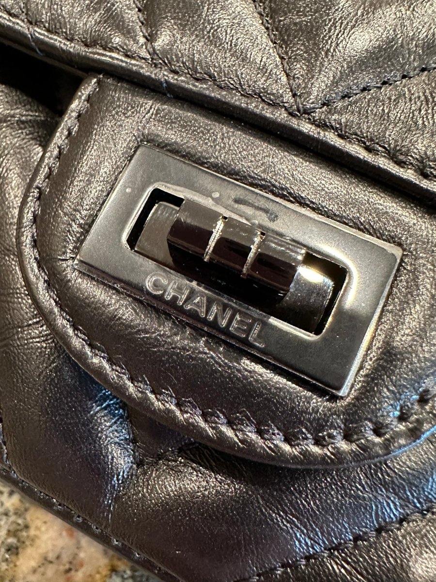 CHANEL Aged Crumpled Calfskin So Black 2.55 Mini Reissue Flap - Carly Julia Sells Stuff, LLC