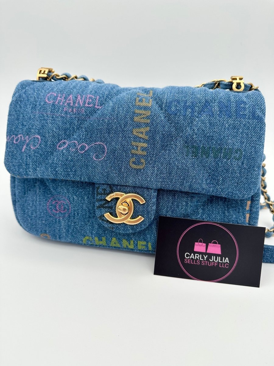 CHANEL Denim Logo Flap Bag - Carly Julia Sells Stuff, LLC
