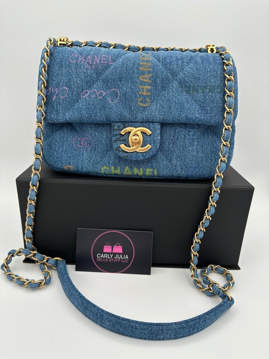 CHANEL Denim Logo Flap Bag - Carly Julia Sells Stuff, LLC