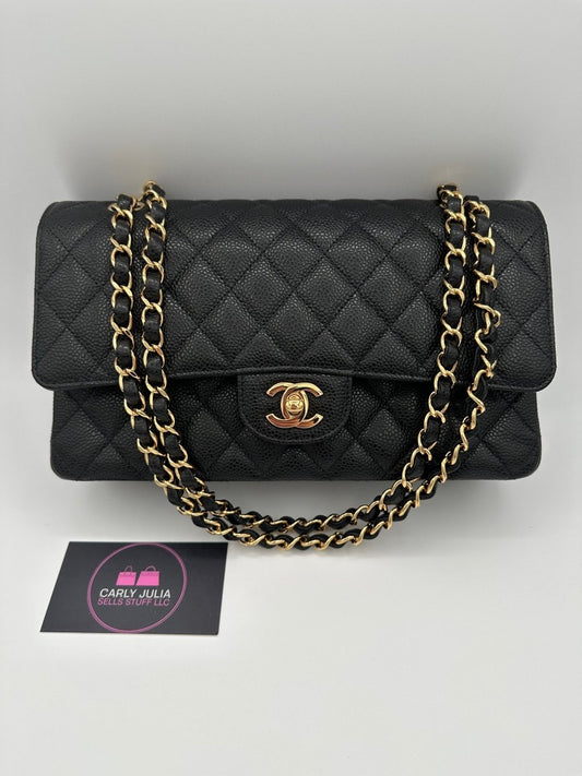 CHANEL Medium Caviar Double Flap Black GHW - Carly Julia Sells Stuff, LLC